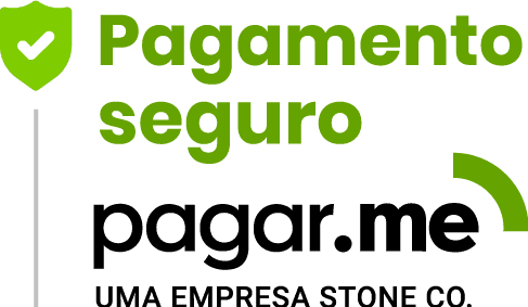 Pagamento 100% seguro processado por Pagar.me, uma empresa Stone Co.